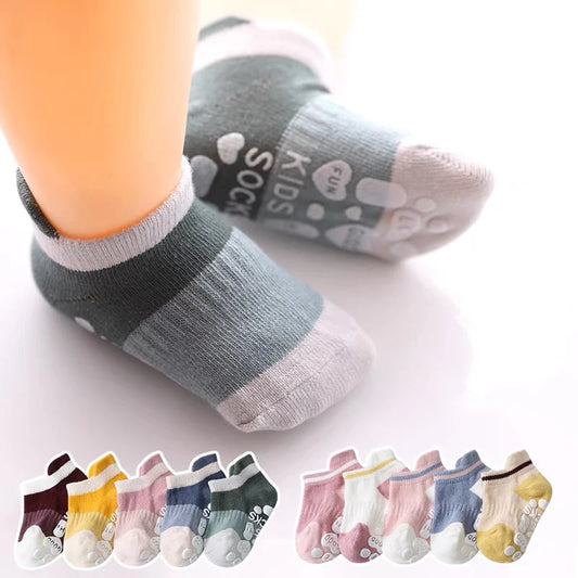 5 Pairs Anti Slip Baby Socks With Rubber Soles